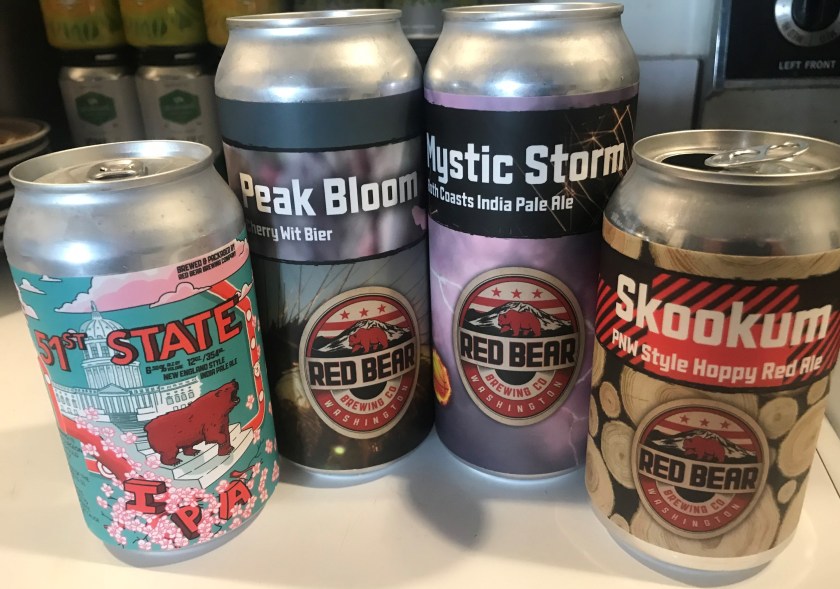 Red Bear has beer in cans!