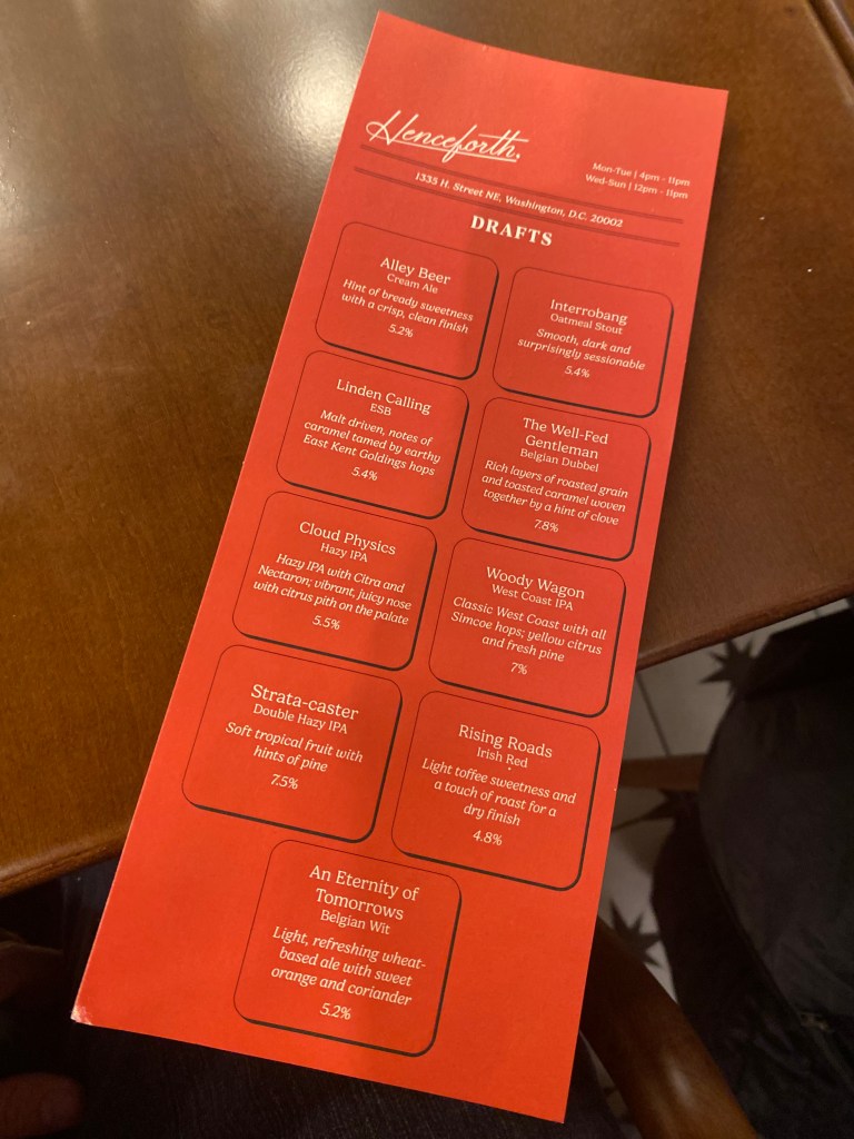 Henchforth, beer list