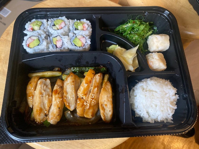 Chicken teriyaki & tempura lunch bento @ Taku Sushi & Bar (minus the tempura)